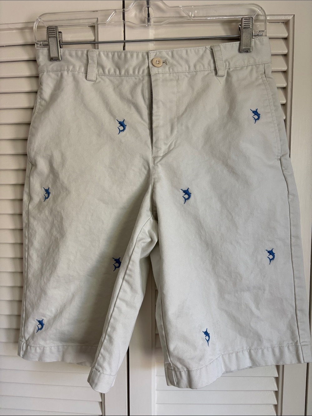 Vineyard Vines Khaki Chino Shorts with Blue Embroidered Marlin